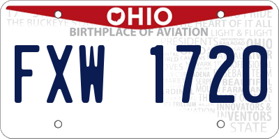 OH license plate FXW1720