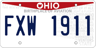 OH license plate FXW1911
