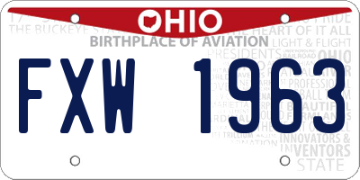 OH license plate FXW1963