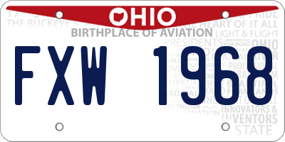 OH license plate FXW1968