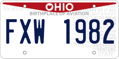 OH license plate FXW1982