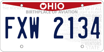 OH license plate FXW2134