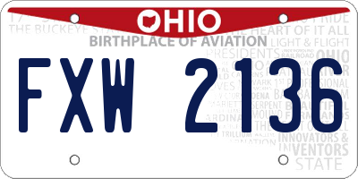 OH license plate FXW2136