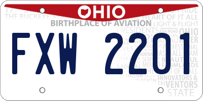 OH license plate FXW2201