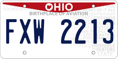 OH license plate FXW2213