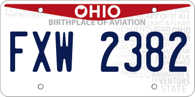 OH license plate FXW2382