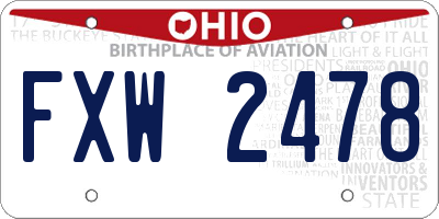 OH license plate FXW2478