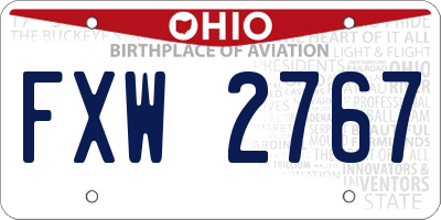 OH license plate FXW2767