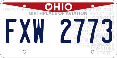 OH license plate FXW2773