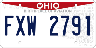 OH license plate FXW2791