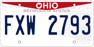 OH license plate FXW2793