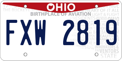 OH license plate FXW2819