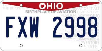 OH license plate FXW2998