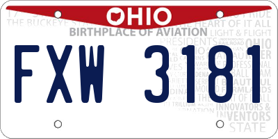 OH license plate FXW3181