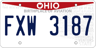 OH license plate FXW3187
