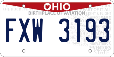 OH license plate FXW3193