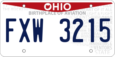 OH license plate FXW3215