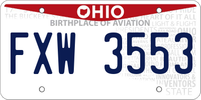 OH license plate FXW3553