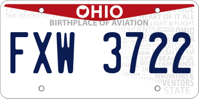 OH license plate FXW3722