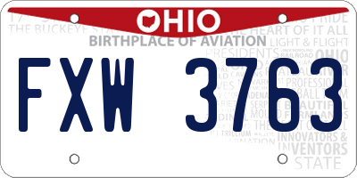 OH license plate FXW3763