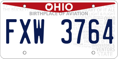 OH license plate FXW3764