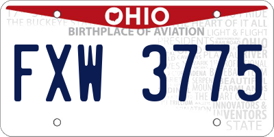 OH license plate FXW3775
