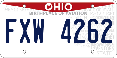 OH license plate FXW4262