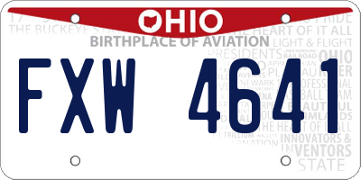 OH license plate FXW4641