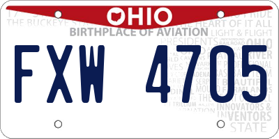 OH license plate FXW4705