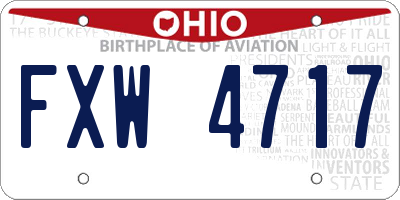 OH license plate FXW4717