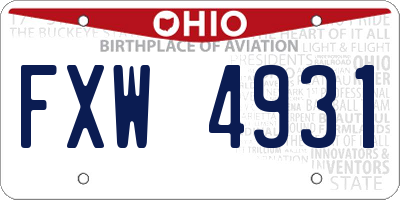OH license plate FXW4931