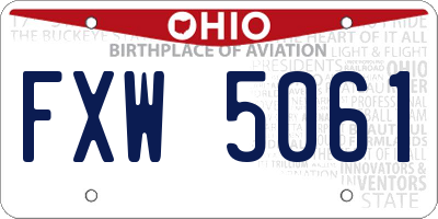 OH license plate FXW5061