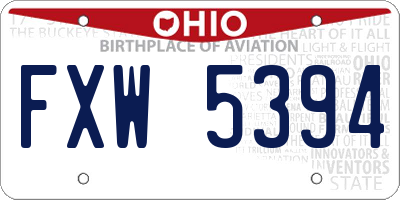 OH license plate FXW5394
