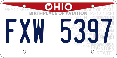 OH license plate FXW5397