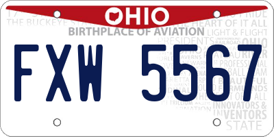 OH license plate FXW5567