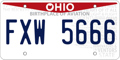 OH license plate FXW5666