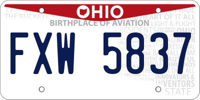 OH license plate FXW5837