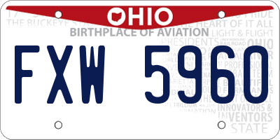 OH license plate FXW5960