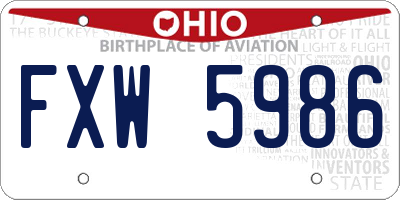 OH license plate FXW5986