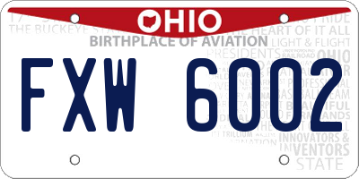 OH license plate FXW6002