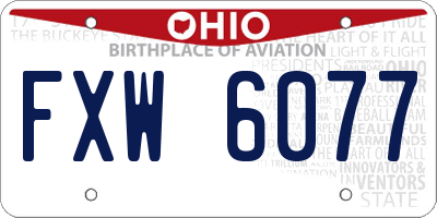 OH license plate FXW6077
