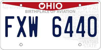 OH license plate FXW6440