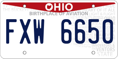 OH license plate FXW6650