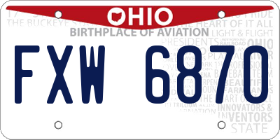OH license plate FXW6870