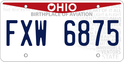 OH license plate FXW6875