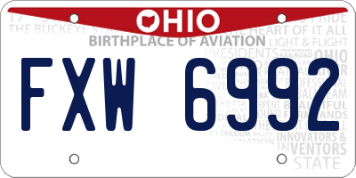 OH license plate FXW6992