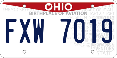 OH license plate FXW7019