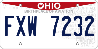 OH license plate FXW7232