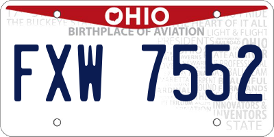 OH license plate FXW7552