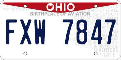 OH license plate FXW7847